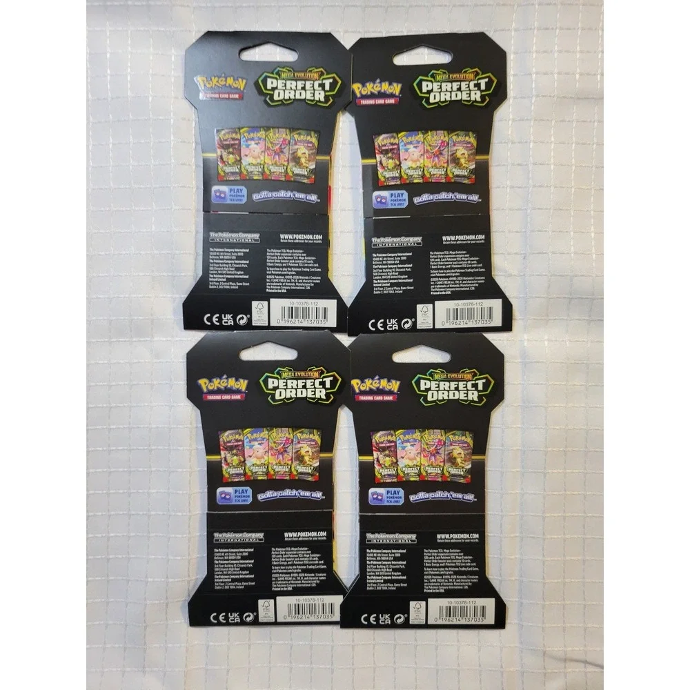 4 Pokemon TCG Mega Evolution Perfect Order Sleeved Booster Packs Factory Sealed